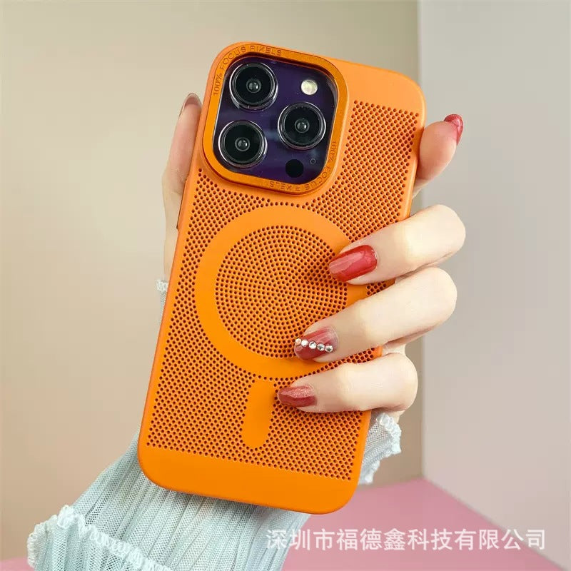 IPhone14 promax Phone Case Breathable Cooling Mesh Apple13 Wireless Charging Magnetic Protective Cover