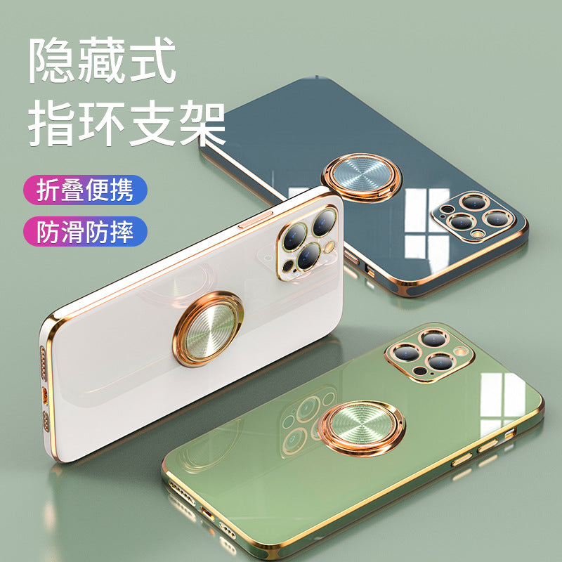 Iphone 14 Case 6D Electroplating Bracket Iphone 13pro max Ring Buckle Soft Shell 12PRO All-Inclusive