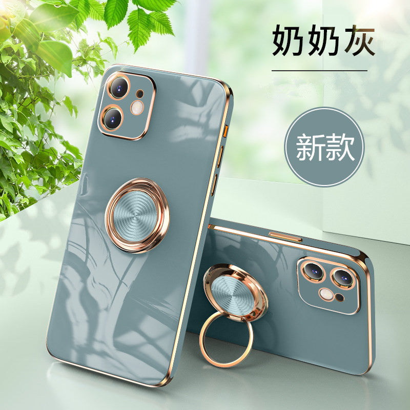 Iphone 14 Case 6D Electroplating Bracket Iphone 13pro max Ring Buckle Soft Shell 12PRO All-Inclusive