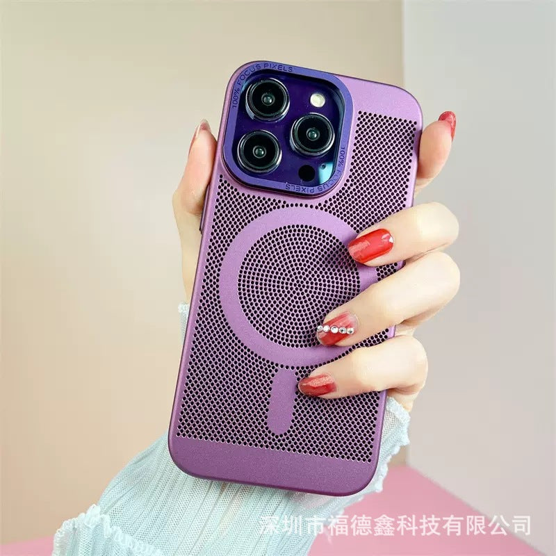 IPhone14 promax Phone Case Breathable Cooling Mesh Apple13 Wireless Charging Magnetic Protective Cover