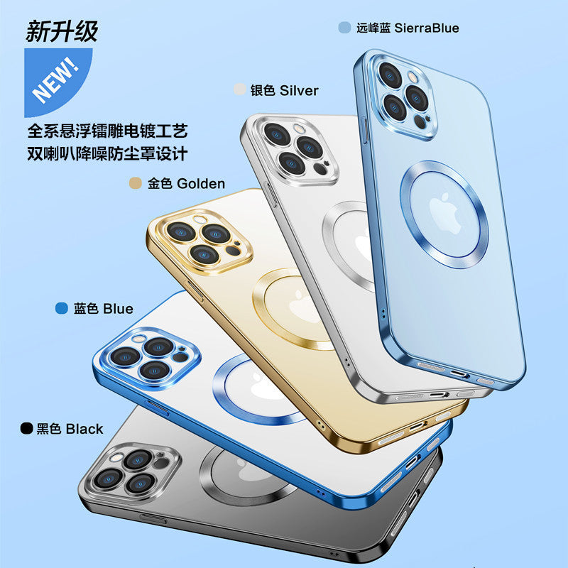 IPhone13 Mobile Phone Shell Electroplating Magsafe Wireless Charging Apple12PROMAX Comes with Lens Protector Protective Case