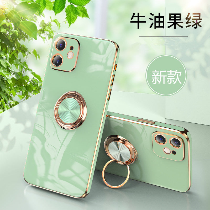 Iphone 14 Case 6D Electroplating Bracket Iphone 13pro max Ring Buckle Soft Shell 12PRO All-Inclusive