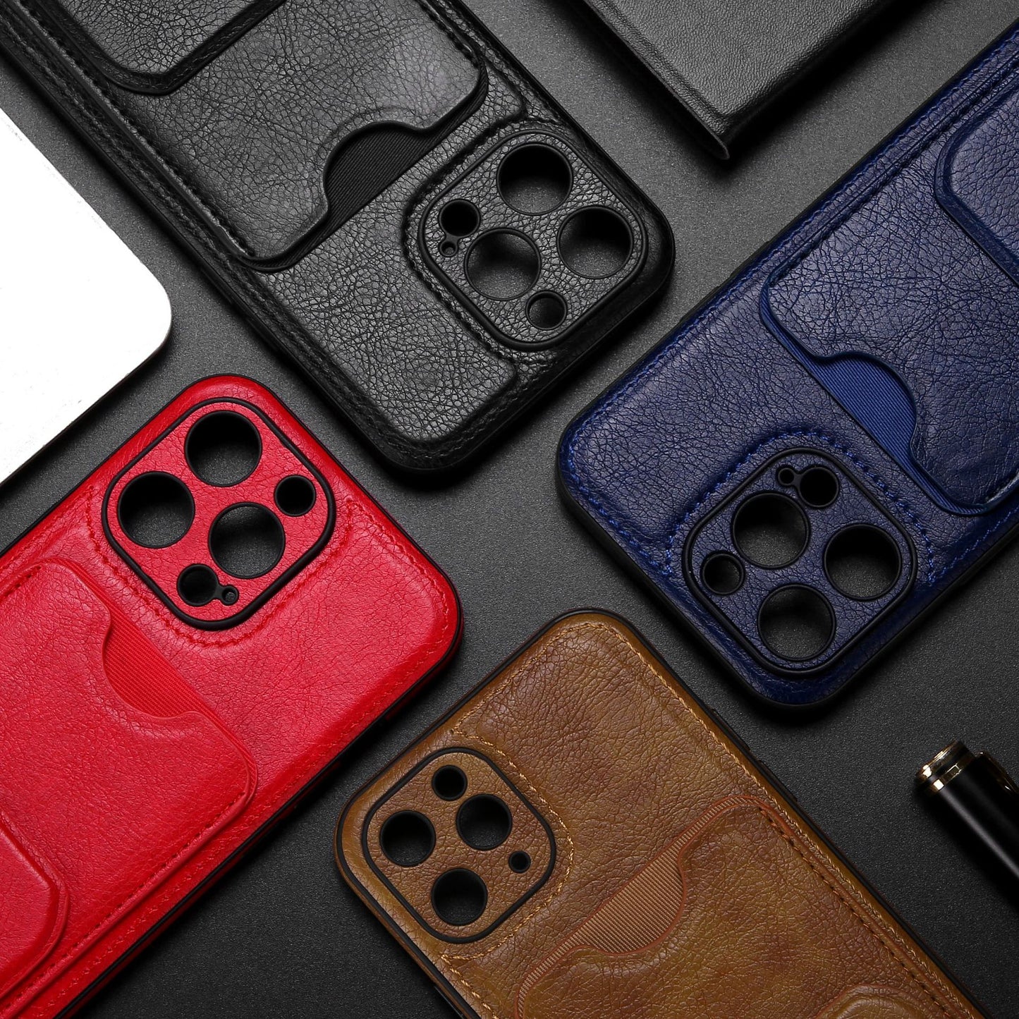 Iphone 13 Bracket Card Phone Case New 12promax Leather Protective Cover iphone 14 Shock-Resistant Shell