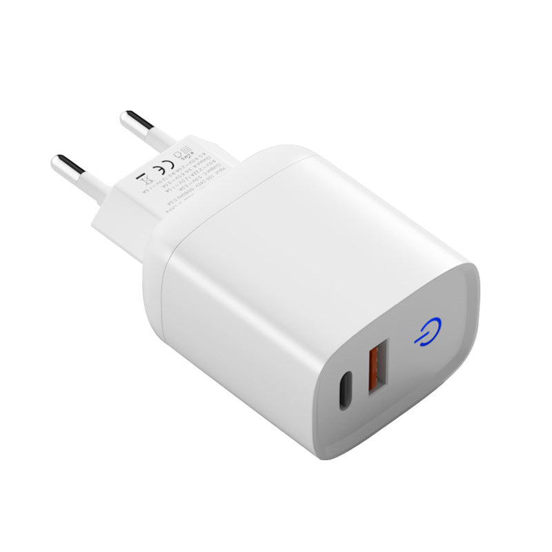 PD20W ChargerA+C Dual Port Charging Plug Suitable for Apple Huawei Samsung Mobile Phone Fast Charging BeltLEDIndicator
